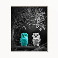 Teal Wall Art, Owl Decor, Teal Gray Wall Prints, Teal Bedroom Decor, Teal Bathroom Art, Matted Print