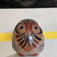 Mexican pottery vintage handpainted owl figurine brown-orange
