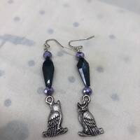 owl drop pierce earrings