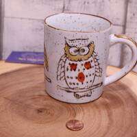 Vintage Owl Mug with Speckles, Stoneware Mug, As Is