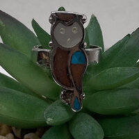 Old Pawn Native Jewelry Sterling Owl Ring Size 6.5