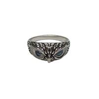 Sterling Silver Ring Owl Solid Hallmarked 925 With Hematite