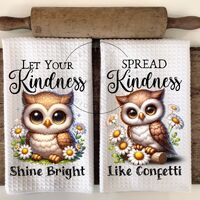 Floral Owl Kitchen Towel Sublimation Design (Digital Download)