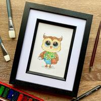 Owl Painting, Watercolour Painting, 14x19cm, Original Art, Owl Lover Gift, Affordable Art, Certifica