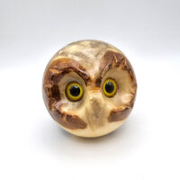 Vintage Alabaster Owl Sculpture: Mid-Century Modern Carved Stone Paperweight