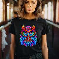 Vibrant colour Owl shirt, present for her