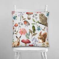 Woodland Cushion Owl Squirrel Robin Bird Animal Scatter Premium Pillow with insert watercolour illus