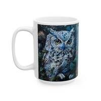 Blue Owl Mug, 15 oz., Nighttime Owl in a Tree Coffee Mug, Mother's Day Gift, Owl Lover Coffee Mu