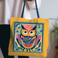Owl tote, Avian bag, Reusable shopper, Craft bag, Ornithologist gift, Bird lover carrier bag, Beach 