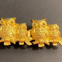 Vintage Designer Signed Dotty Smith OWLS Belt Buckle Gold Plate in Excellent Vintage Condition