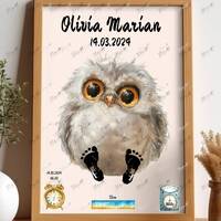 Cute baby owl - Personalized Baby Gift, Footprint Set, Wall Decor Baby, Owl Baby Gift, personalized 