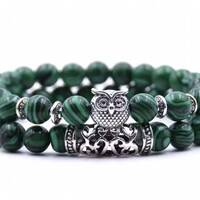 Owl Beaded Bracelet - Fashion Natural Stone Bracelet - Green/Purple/Brown/Red/Blue/White/Multicolor 