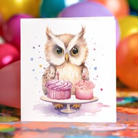 Owl Birthday Card Cute Personalised Custom Painting Animals Blank Card Set Card Pet Greeting Card Ow