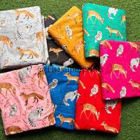 Forest Animals Cotton Fabric, Raccoon, Deer, Wolf, Owl, Bird Print