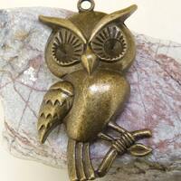 2pcs Bronze Owl Pendant Charms: Filigree Jewelry Finding