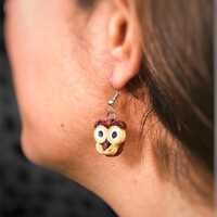 Quilled Owl Earrings: Small Red Paper Earrings, Animal Jewelry