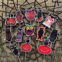 Assortment of Vintage Style OWLS Halloween Cupcake Cake Toppers,Appetizer Picks,Baking Supplies, Dec