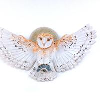 Ceramic Barn Owl in Flight, Wall Sculpture - Hunter's Moon