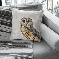 Great Horned Owl Watercolor Print Throw Pillow - Eye-Catching Accent for Your Home Decor
