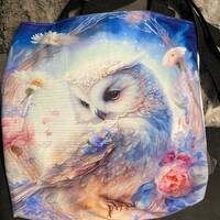 Large Owl Shoulder Bag: Plush Fabric Tote