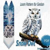 Snow Owl Gerdan Necklace Pattern: Beaded Loom Design (PDF)