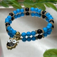 Bracelets | Owl Charm Bracelets | 6mm Gemstone Beads | Natural Healing Handmade Bracelets  | Color a