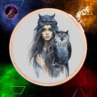 Forest Witch & Owl Cross Stitch Pattern: Pagan Wiccan Altar (PDF)