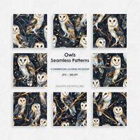 Owls Seamless Patterns | Digital Papers | Seamless Pattern | Sublimation Designs - Digital Download