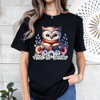 Scholarly Owl T-Shirt, Book Enthusiast Tee, Literary Top, Reading Shirt, Custom Book Design, Gift fo