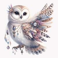 10 Elegant Owl with Jewels PNG Clipart - Stunning Feathered Owl Illustration - Whimsical Digital Art