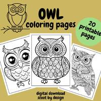 Owls Coloring Pages, What a HOOT Coloring Pages for Kids and Adults, Digital Download, Fun Activity,