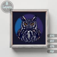Owl 3D Shadow Box Templates, 3d owl layered svg cut files for Cricut, Owl dxf for Laser cut, Silhoue