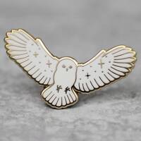 Flying Owl Enamel Pin, Snowy Owl Pin, Bird Pin, Wings Pin, Goth Pin, Witchy Pin, Gift For Her, Gift 