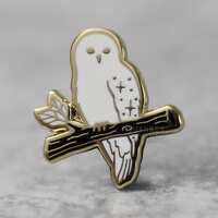 Perched Owl Enamel Pin, Snowy Owl Pin, Bird Pin, Wings Pin, Goth Pin, Witchy Pin, Gift For Her, Gift