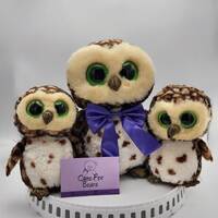 Wise mummy owl with her two babies - Upcycled soft toy by Care for Bears