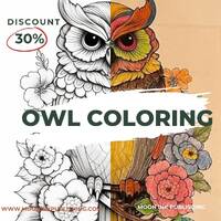 Wise Wings: 36 unique Owl coloring pages for Stress relief, Mindfulness and Relaxation