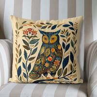 Blue Scandic Owl Pillow Cover, Print both sides handmade cushion cover, Scandinavian woodland animal