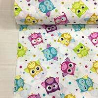 Owl fabric Baby fabric by the yard-meter Cute owls fabric Nursery fabric for babies 100% Cotton fabr