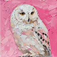 White Owl Oil Painting Polar Animals Original Art Birds Impasto Artwork Rustic Wall Art Personalized