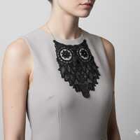 Black Owl Lace Necklace