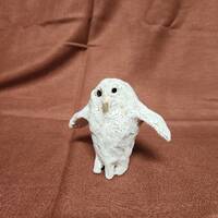 Handcrafted Owl Sculpture: White Crackle Glaze