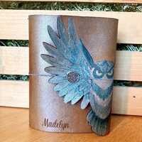 Leather Owl Journal, sketchbook, notebook,  customizable, Refillable, 4x6, A6, FJ1