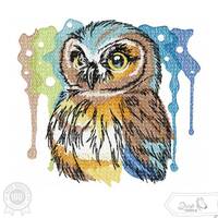Owl Embroidery Design, forest animal aquarell Stil Motive, Patterns for Machine embroidery design, p