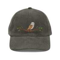 Embroidered owl hat for dad baseball style Barn Owl Corduroy hat nature lover birder bird lover camp