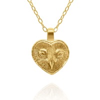 Gold vermeil Owl small charm pendant and chain. Hand made in the UK by Adrian Ashley