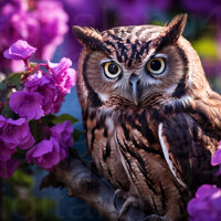 owl and purple flowers png sublimation digital design download wreath sign wind spinner cutting boar