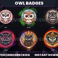 Cute Owl Twitch Badges | twitch sub badges | twitch bit badges | owl sub badges | owl bit badges | c