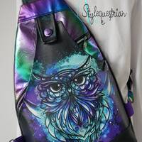 Sling Bag / Cross Body Bag "Galaxy Owl" - galaktische Eule