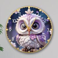 Watercolor Owl Wall Clock: Silent, Vibrant Kid's Room Decor