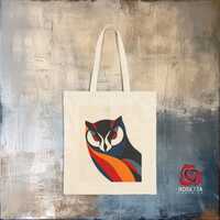 Abstract Bauhaus Owl Cotton Canvas Tote Bag -perfect for art lovers, book haulers, and everyday erra